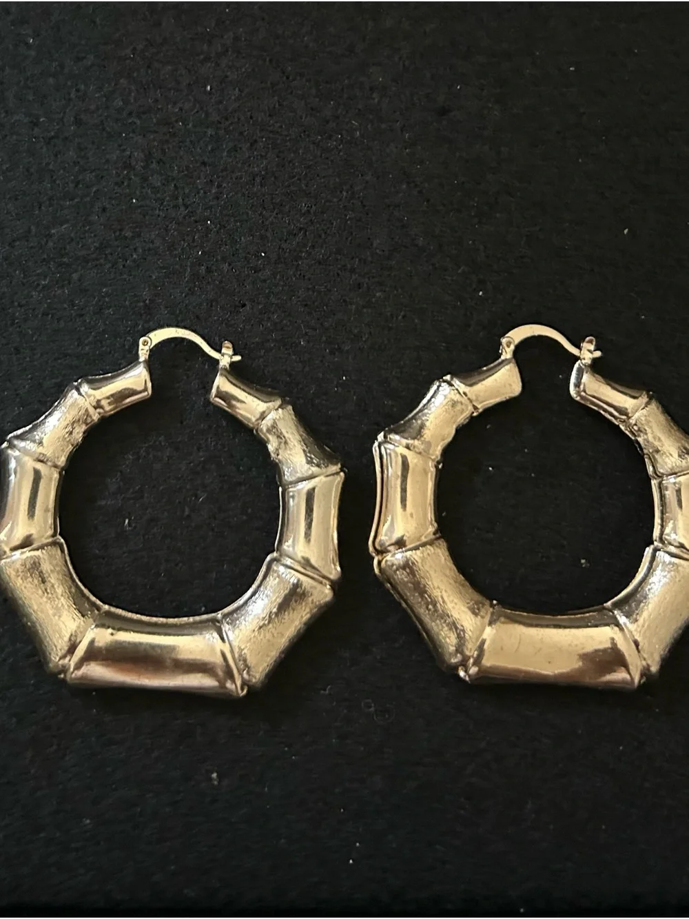 Vintage Gold Bamboo-Style Hoop Earrings - Women Jewelry